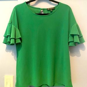 Bright Green Ruffle Short Sleeve Shirt